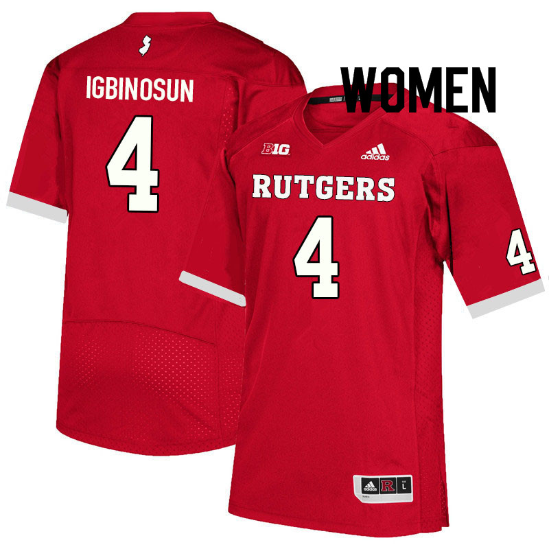 Women #4 Desmond Igbinosun Rutgers Scarlet Knights College Football Jerseys Sale-Scarlet - Click Image to Close